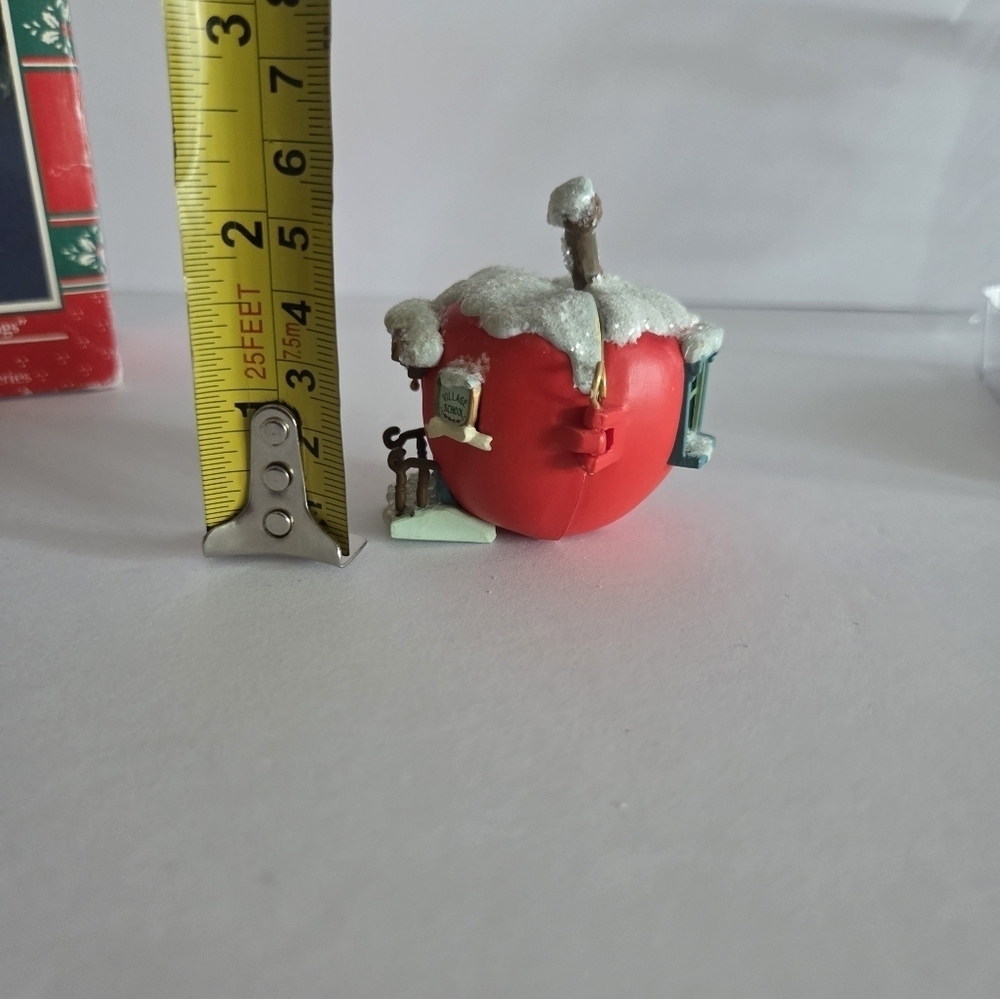 Enesco Red Apple House Ornament With Figures inside - Picture 5 of 7